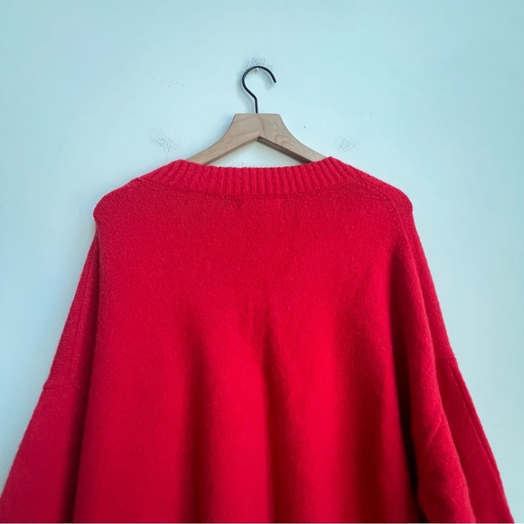 J.Crew XXL Relaxed V-Neck Sweater Supersoft Yarn Candy Apple Merino Alpaca - Picture 11 of 12